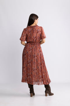 Rosamunde Puff Sleeve Dress - Oleander