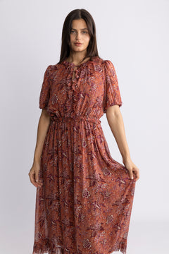 Rosamunde Puff Sleeve Dress - Oleander