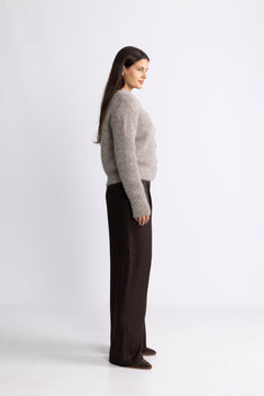 Gabriella Ls Button Cardigan Ex - Steel Gray Melange