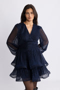 Jade Wave Plisséklänning - Navy