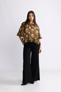 Helaine Flowy Short Sleeve Top - Forsythia