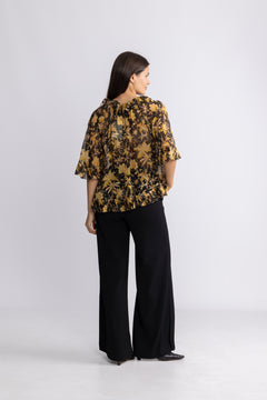 Helaine Flowy Short Sleeve Top - Forsythia