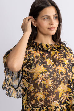 Helaine Flowy Short Sleeve Top - Forsythia
