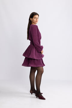 Jade Wave Sparkle Dress - Dark Pink