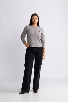 Polo Bear French Terry Cardigan - Dark Vintage Heather