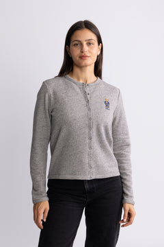Polo Bear French Terry Cardigan - Dark Vintage Heather