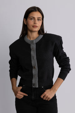 Firm Knit Cardigan - Phantom Comb.