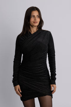 Velvet Ls Mini Dress - Black