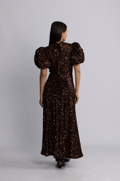 Sequins Midi Dress - Chicory Coffee