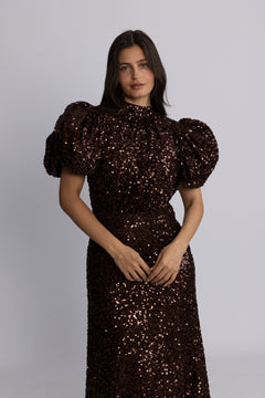 Sequins Midi Dress - Chicory Coffee