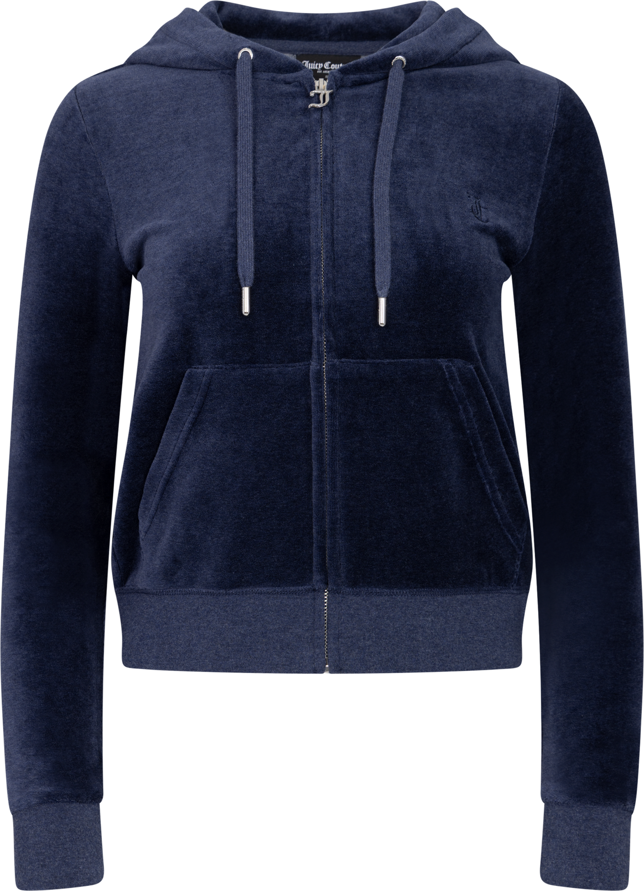 Robertson Classic Velour Zip Hoodie - Dark Blue Marl