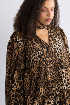 Jofrid Bow Mini Dress - Leopard