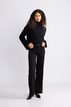 Gabriella Ls Knit High Neck - Black