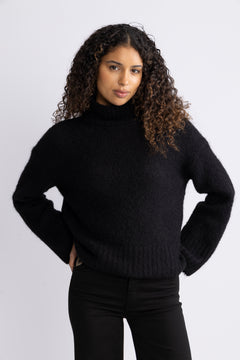 Gabriella Ls Knit High Neck - Black