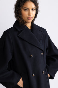 Peacoat Wool Long Coat - Sky Captain