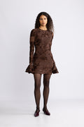 Flower Mesh Mini Dress - Chicory Coffee