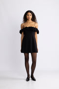 Crepe A-Line Mini Dress - Svart
