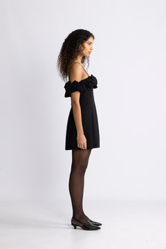 Crepe A-Line Mini Dress - Black