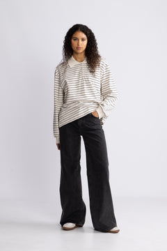 Pique Longsleeve Polo - Egret Comb.