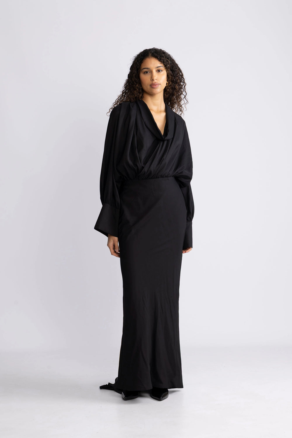 Chiffon Ls Maxi Dress - Black