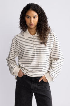 Pique Longsleeve Polo - Egret Comb.