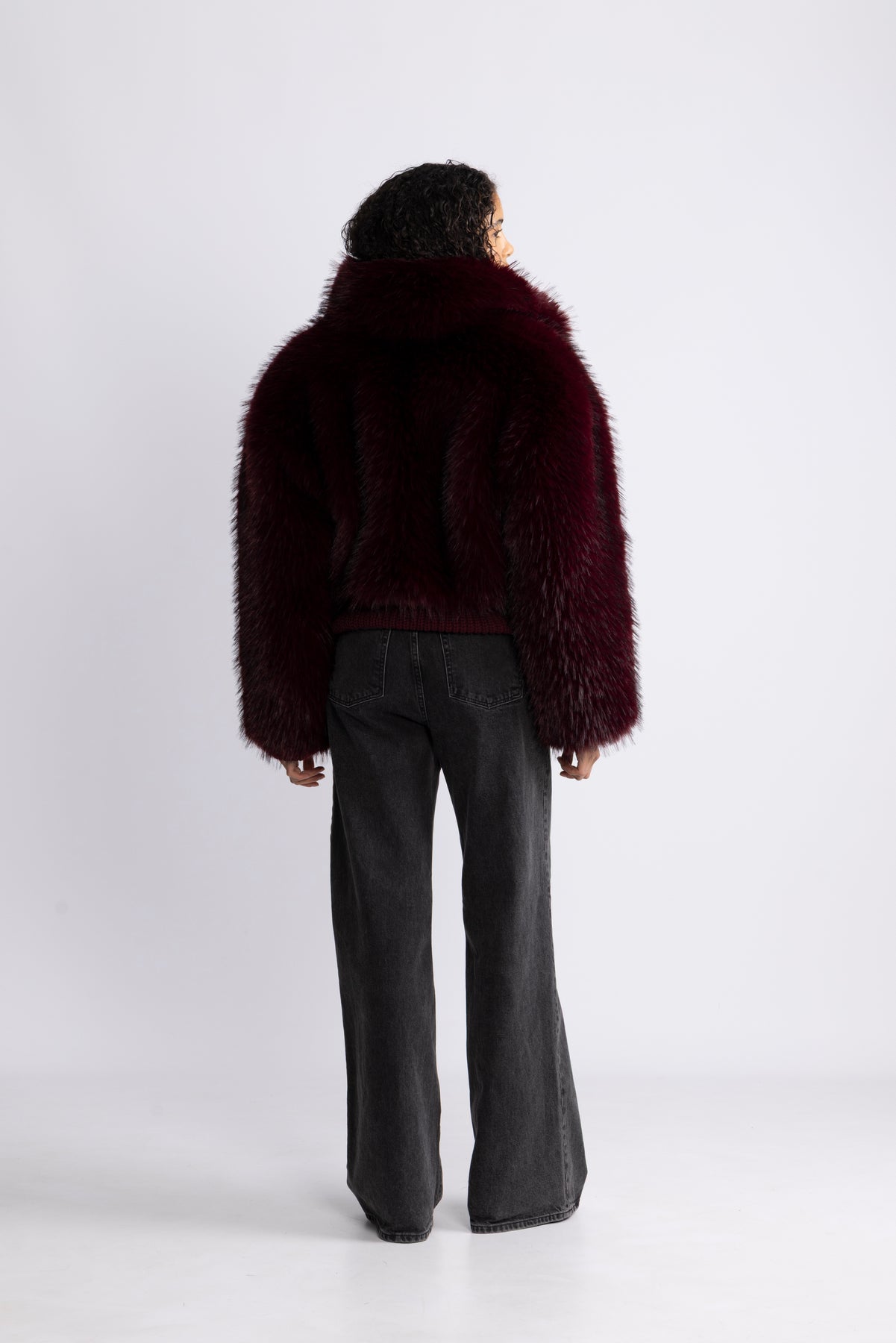 Faux Fur Crop Jacket - Zinfandel