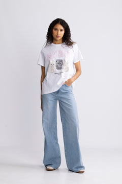 Basic Cotton Jersey Animals Relaxed T-Shirt - Bright White