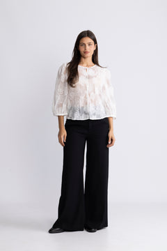 Ismene 3/4 Shirt Emb - Bright White