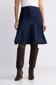 Adna Alena Skirt - Dark Blue Wash