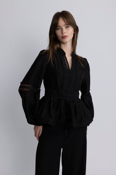 Aliah Stone Blouse - Black