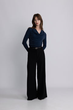 Sandra Ls Cowl Neck Top - Key Largo Silver Lurex