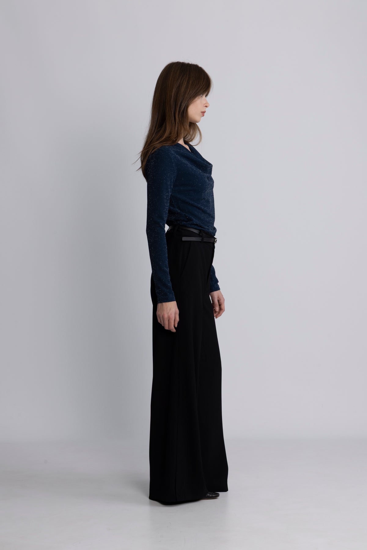 Sandra Ls Cowl Neck Top - Key Largo Silver Lurex