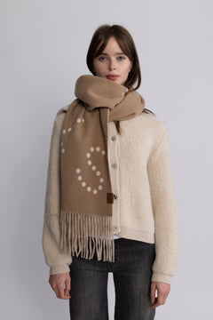 Moniker Print Logo Scarf - Camel/Natural