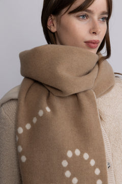 Moniker Print Logo Scarf - Camel/Natural