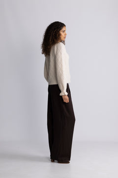 Yasthelma Ls Wool Blend Knit Cardigan - Birch