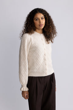 Yasthelma Ls Wool Blend Knit Cardigan - Birch