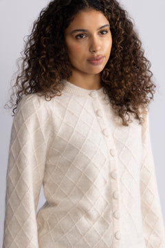 Yasthelma Ls Wool Blend Knit Cardigan - Birch