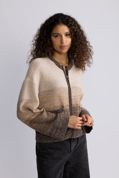 Sasha Zip Cardigan - Oat Toasted Coc