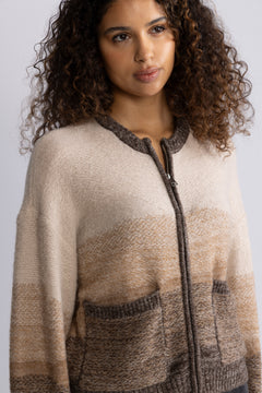 Sasha Zip Cardigan - Oat Toasted Coc