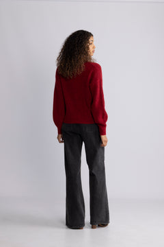 Thora V-Neck Knit Cardigan - Rhythmic Red