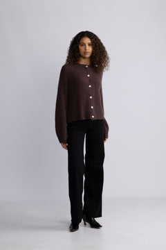 Kae Knit Cardigan - Medium Brown