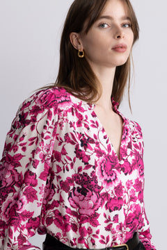 Flower Blouse - Sangria Sunset