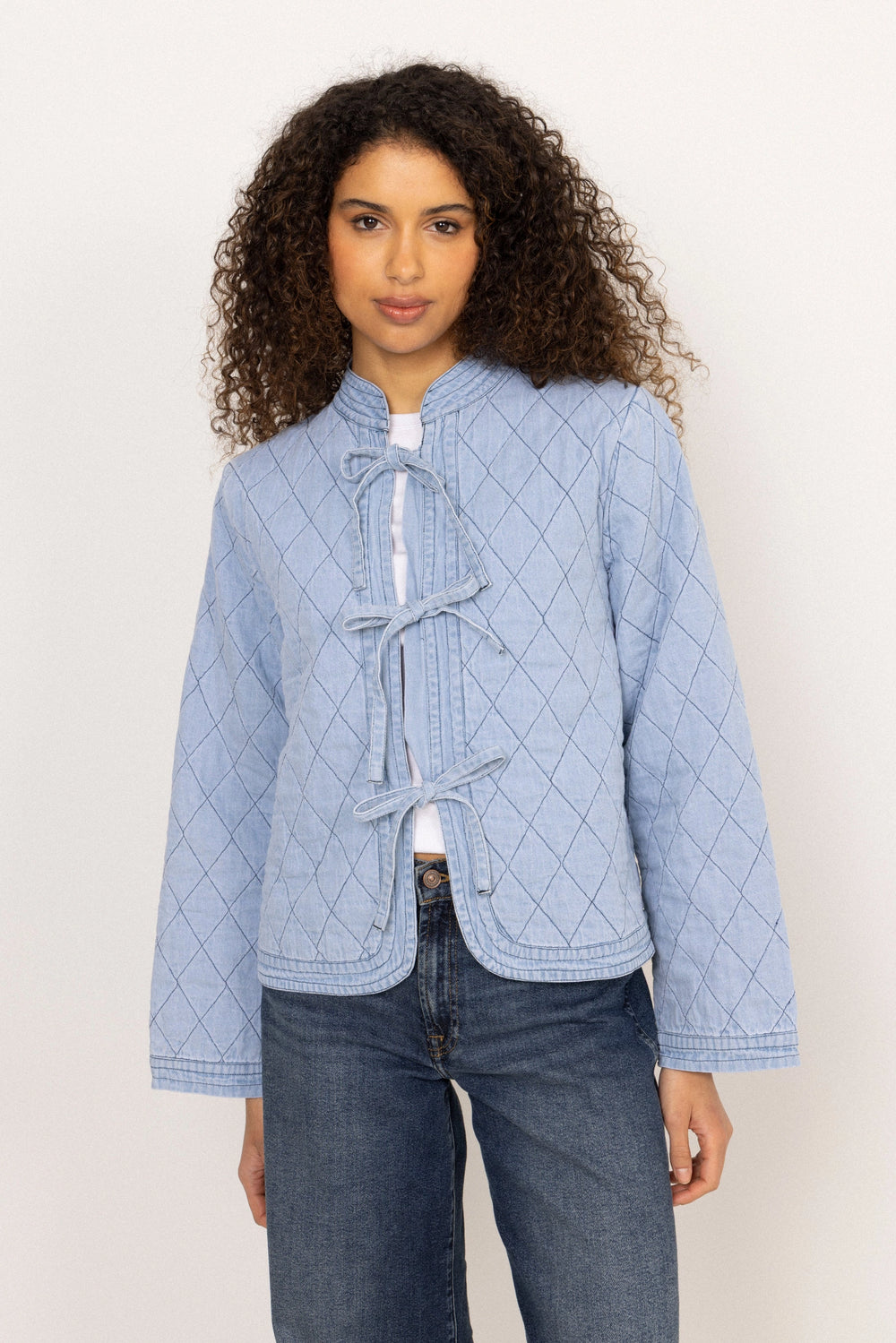 Emma Tieband Quilt Jacket - Blue
