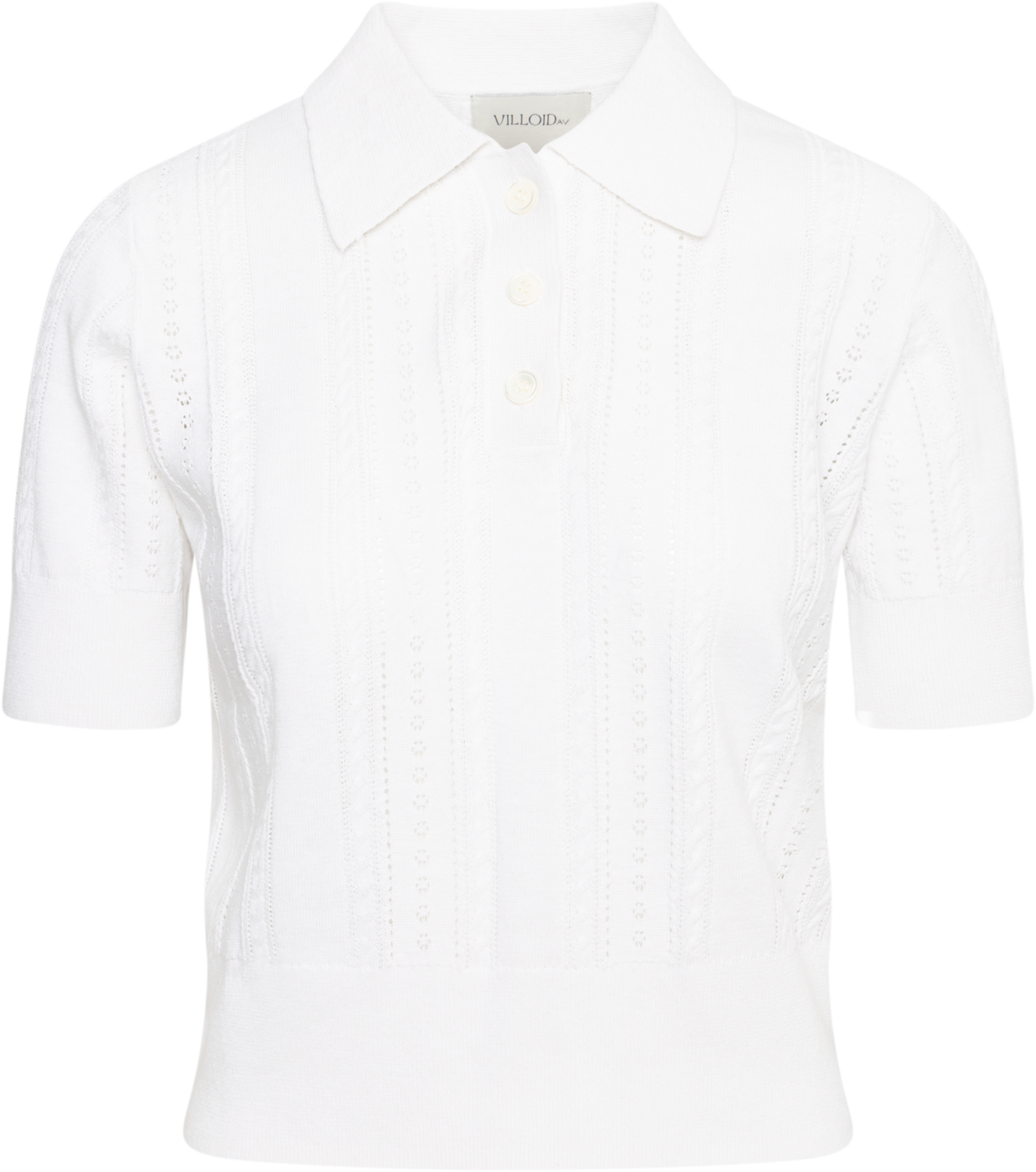 Edel Linen Cotton Polo Tee - Vit