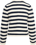 Emily Cotton Knit Cardigan - Creme/Navy