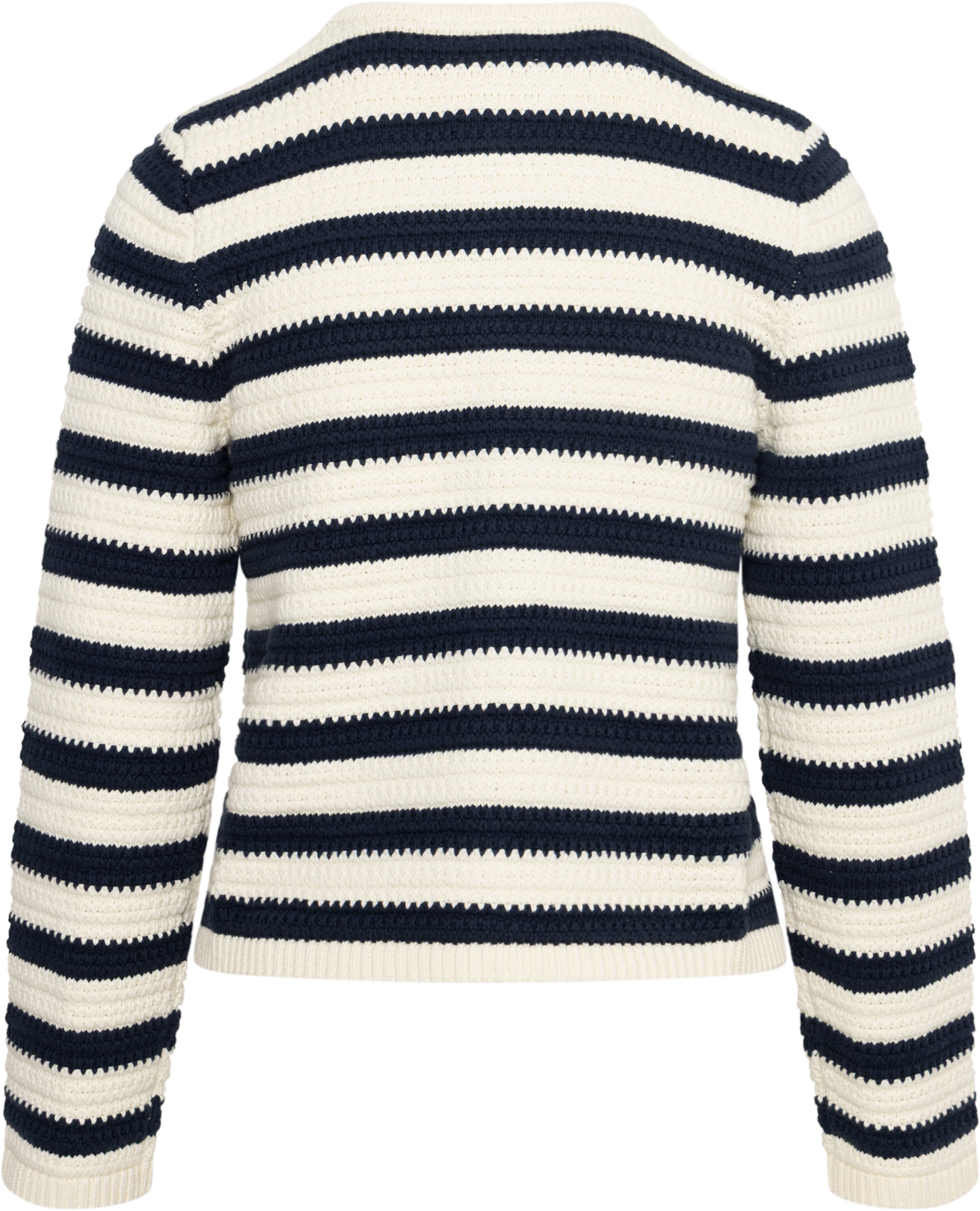 Emily Cotton Knit Cardigan - Creme/Navy