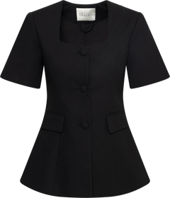 Elida Linen Blazer - Black