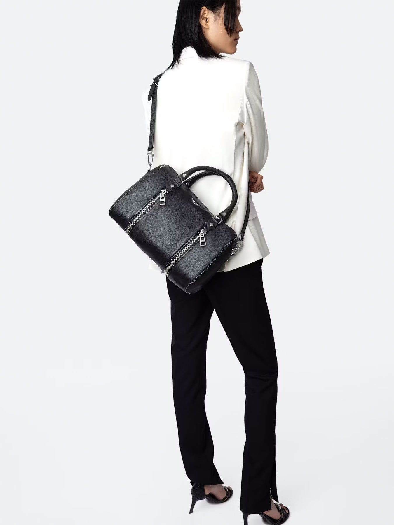 Zadig & Voltaire Sunny Medium Grained Leather + - Noir