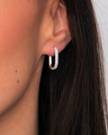 Petite Diamond Edge Hoops - Silver