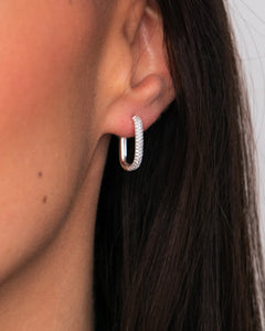 Petite Diamond Edge Hoops - Silver